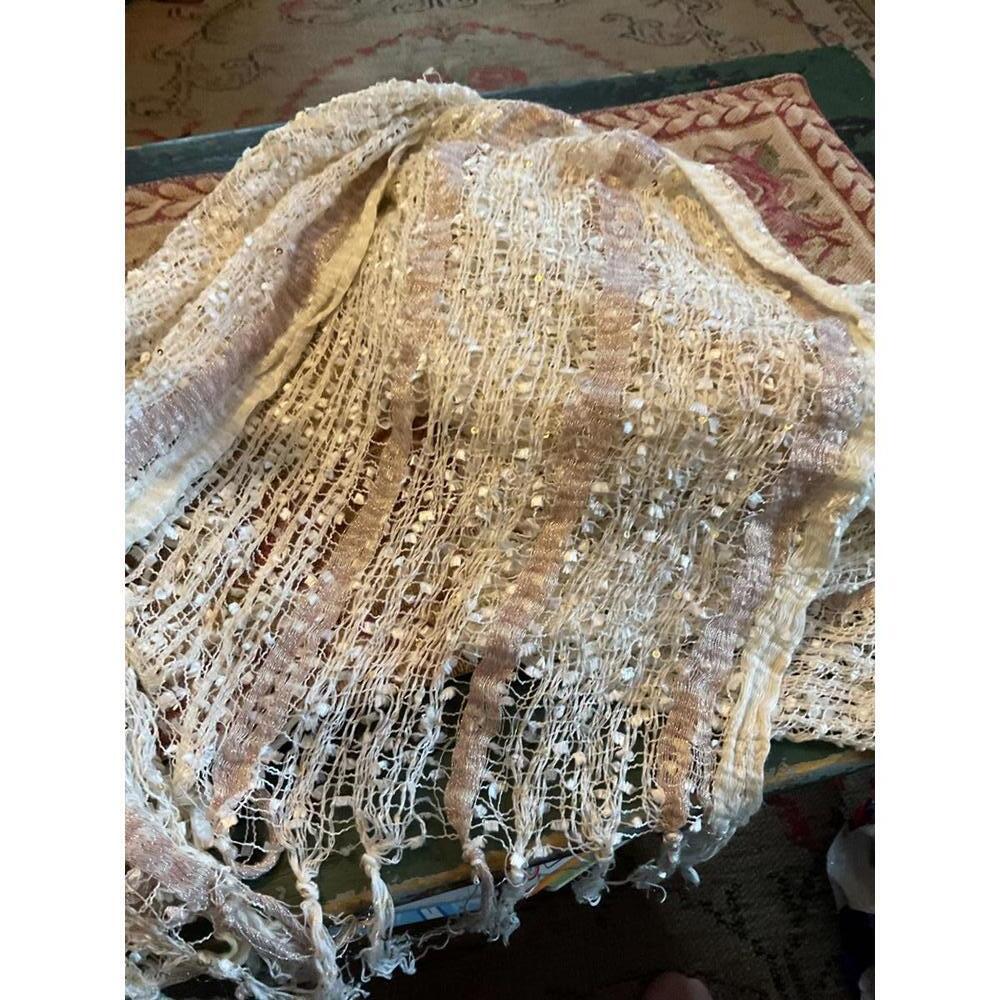 Elegant Light Beige Woven Scarf/Shawl 75" x 41" - Picture 5 of 5
